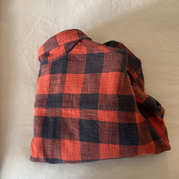 R13 Red and Black Buffalo Plaid Cropped Button-Up Shirt - Picture 10 of 14